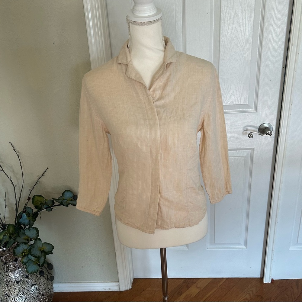 Kate Hill Light Beige Linen Blouse in Women’s Sz Small